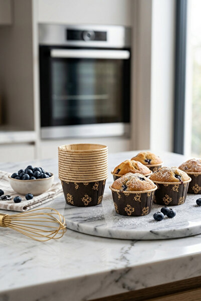 wise tree 12'li Kraft Kağıt Kahve Rengi Muffin Kalıbı Cupcake Kapsülü Kek Piş...