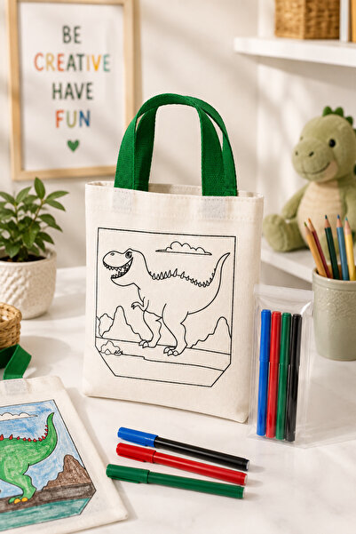 AUTO EMPIRE Premium Creative Coloring Set Dinosaur Bag , 4 Markers Included, ...