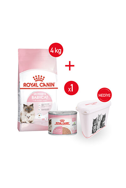 Royal Canin Mother&Babycat - Kuru Kedi Maması 4 kg + Yaş Mama 195 gr + Saklam...