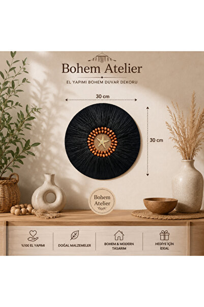 Bohem Atelier Tasarım El Yapımı Bohem Duvar Dekoru – 30 cm Çap