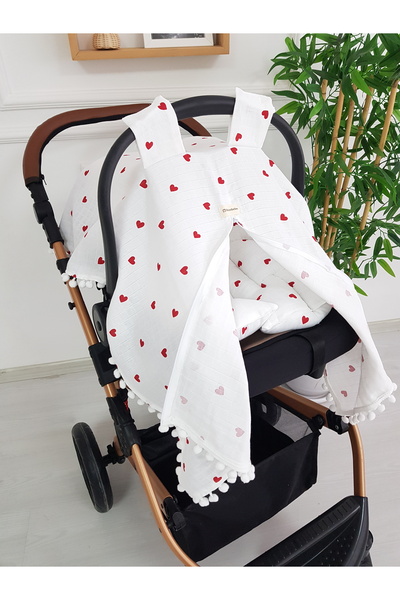 ib ilkimbebe Stroller Cover and Cushion Muslin Zippered Newborn Baby 100% Cot...
