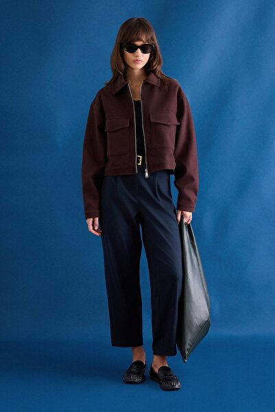 Touché Privé Short Checked Jacket with Zippered Pockets