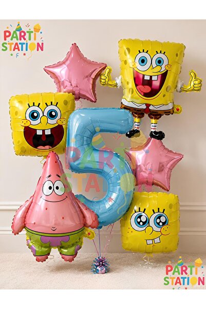 Parti Station Spongebob Balloon & Patrick Balloon Set 5 Years Old - 7 Pieces ...