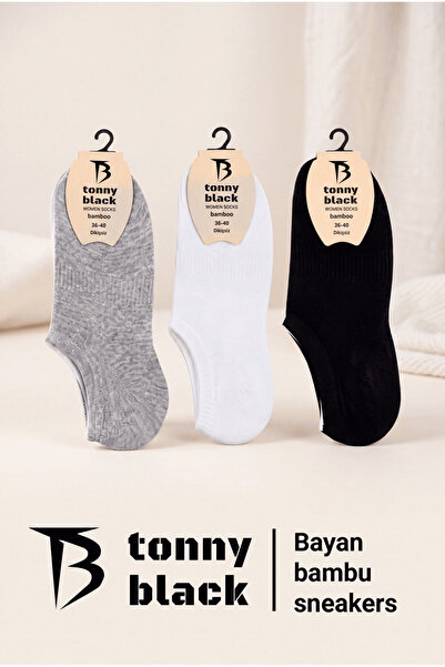 Tonny Black Women's Multi-Colored Seamless Non-Marking Bamboo Booties Socks