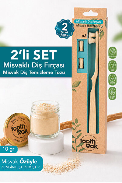 Toothwak Misvaklı Diş Bakım Seti - 2 Yedekli Diş Fırçası ve Misvak Diş Temizl...