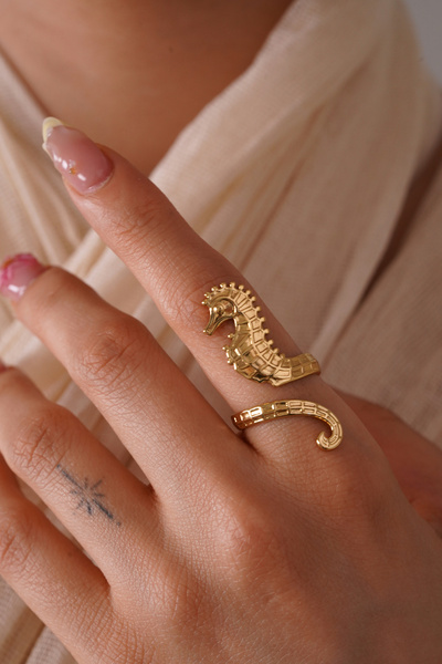 AŞIK ACCESSORIES خاتم حصان البحر الفولاذي ماكسيمال