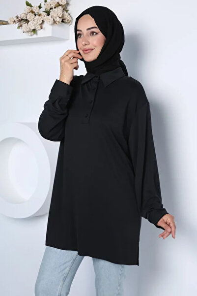 TOZLU Polo Collar Elegant Hijab Sweat Tunic