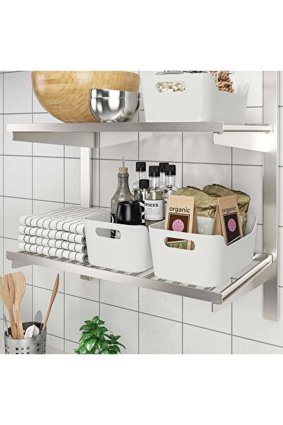 IKEA Plastic Drawer Organiser Box with Handles, White, 24×17×10 cm