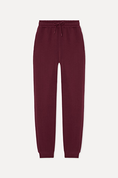 Mudo Kadın Bordo Beli Lastijki Jogger Eşofman Altı