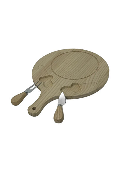 Virello Set de tocătoare rotunde din lemn cu 2 ustensile 28*38CM – Ideal pent...