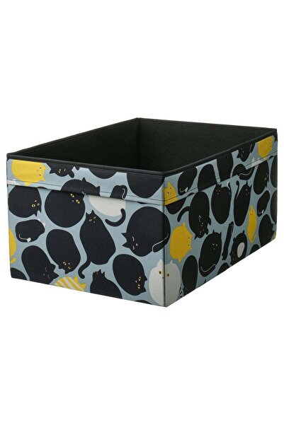 IKEA Storage Box with Cat Motif, Black/Blue, 53x37x26 cm