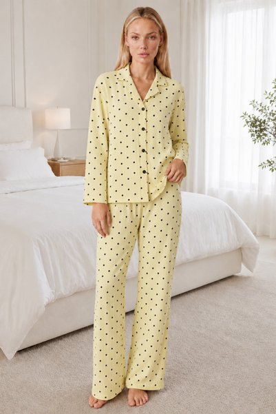 FİT WOMEN Women's Homewear Comfortable Yellow Pajama Set 4664