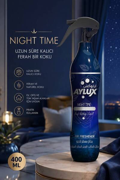Night Time Oda Parfümü Sprey, Hava Ferahlatıcı, Koku Giderici 400ML