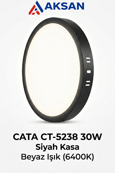 Cata CT-5238 30W Siyah Kasa Sıva Üstü Yuvarlak LED Panel 6400K Beyaz Işık 28....