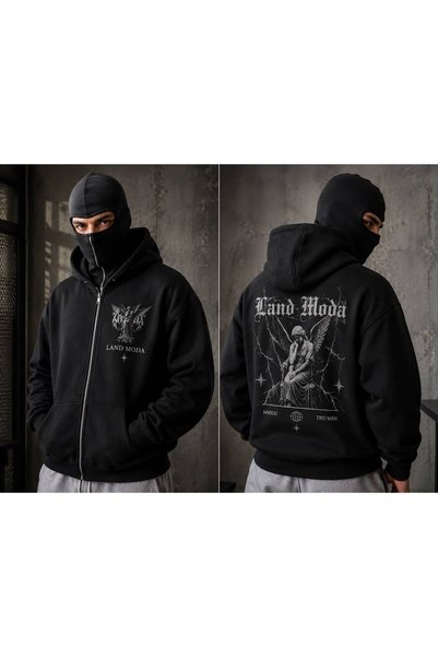 LAND MODA Snow Masked Ninja Unisex Sweatshirt Cardigan 2Strands Thick Fleece