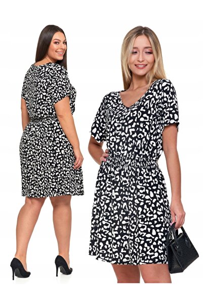 MORAJ Rochie dama, Moraj, viscoza/elastan, alb/negru, L
