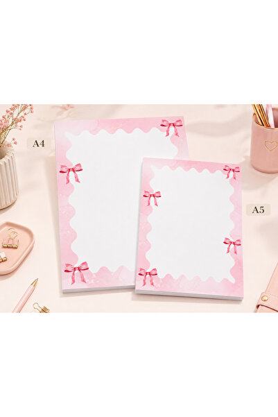 Miray Craft Pink Bow Themed Set of 2 (A4-A5) Notepad - Notepad - Notepad
