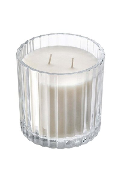 IKEA Two-Wick Fresh Linen Scented Candle in Clear Glass, 50 Hours, 10 cm