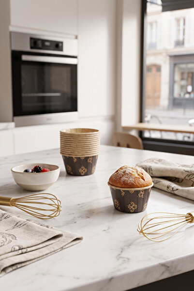 wise tree 12'li Kraft Kağıt Kahve Rengi Muffin Kalıbı Cupcake Kapsülü Kek Pişirme Kağıdı