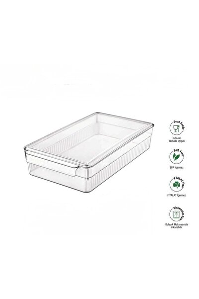 Cazoria Set de 3 organizatoare pentru frigider cu capac, 3,5 litri