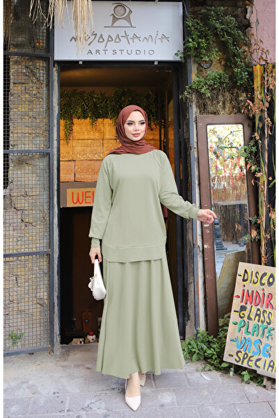 NİSUM MODA Oval Cut Modal Skirt Suit