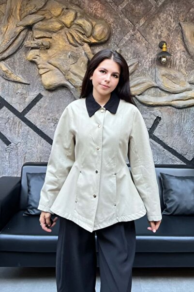 sunfyre Women's Premium Quality Velvet Collar Waist-Fitted Spring Jacket Sun458