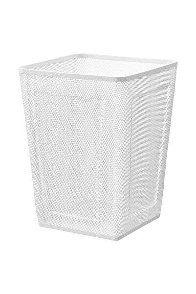 IKEA Wastepaper Basket, White Metal Mesh, 26×26×35 cm