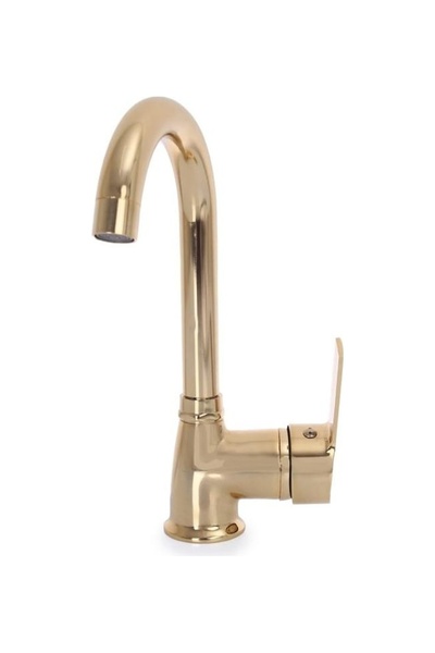 Emir Yapı Delta Serisi Uzun Gold Lavabo / Evye Bataryası - Altın Musluk