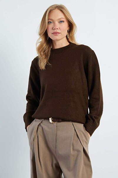 Fulla Moda Basic Crew Neck Casual Knit Sweater