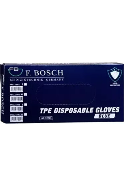OEM F. Bosch TPE Γάντια μίας χρήσης χωρίς πούδρα σε μπλε χρώμα 100 τεμάχια SMALL
