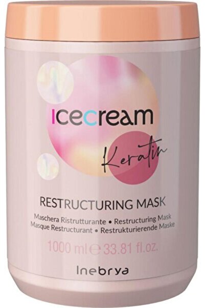 Inebrya , Ice Cream Keratin, Hair Treatment Cream Mask, Restructuring, 1000 ml