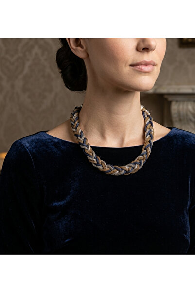 Arpag Import Women's Braided Detailed Metal Chain Necklace