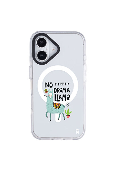 Casen iPhone 16 Yanları Beyaz Magsafe Arty Şeffaf No Drama Lama Tasarımlı Pre...