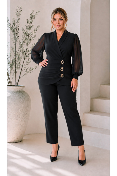 Butik Nilyam Γυναικείο φόρεμα βραδινό σε μεγάλο μέγεθος, με διπλό στήθος, μακ...