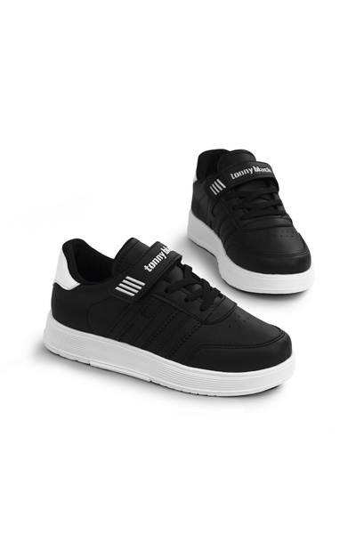 Tonny Black Children's Unisex Black and White Skin Comfortable Fit Flat Light...