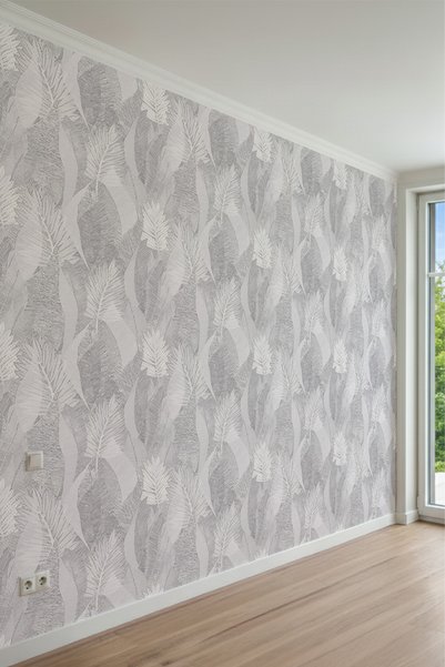 MİRAZAWALL Sofistike Tropikal Yaprak Desenli Tek Parça Tekstil Duvar Kağıdı
