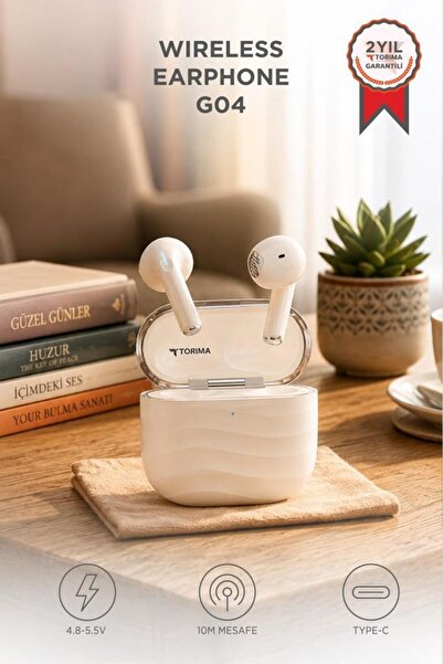 Torima Bluetooth Kulaklık Kulak İçi Kablosuz Kulaklık G04 Bej