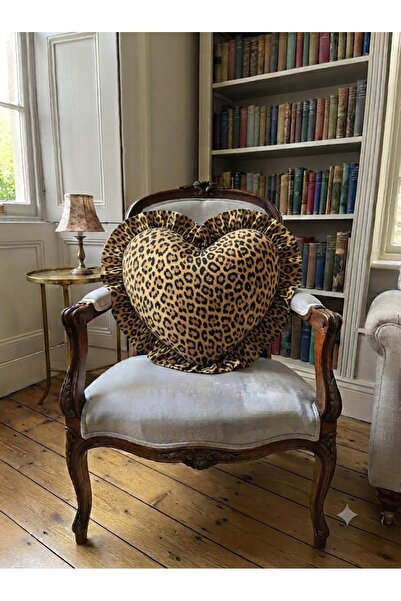 Angels' Collection Leopard Pattern Heart-Shaped Ruffle Throw Pillow - Possess...