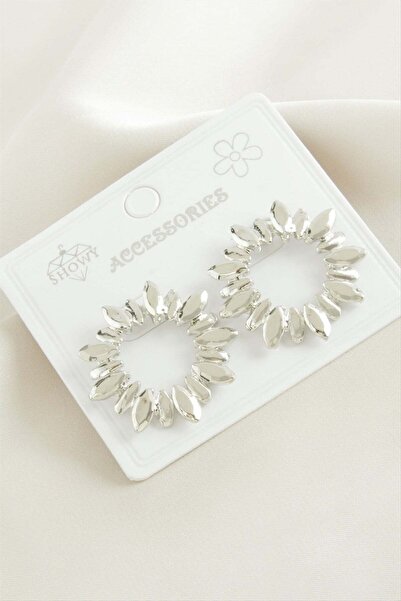 Marsilyan Oval Metal Earrings Ilkel-Bjt940