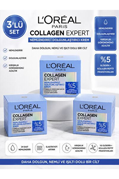 L'Oreal Paris Kolajen Expert Kırışıklık Karşıtı 24 Saat Nem veren Günlük Bakı...