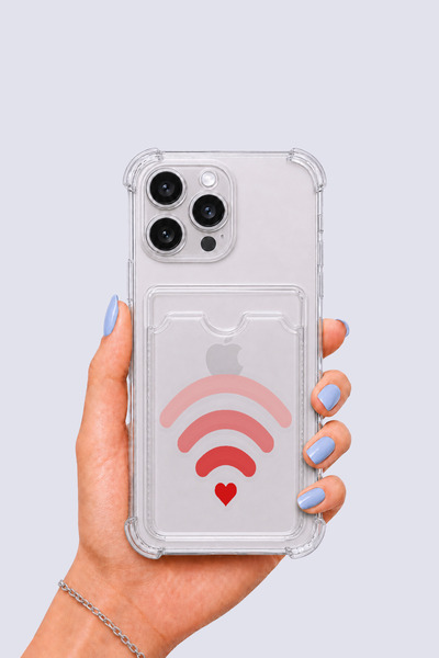 OEM iPhone 15 Pro Max Case with Card Holder and Love Signal Pattern - Eterna6...