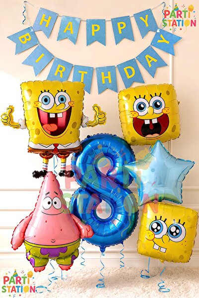 Parti Station Spongebob Balloon & Patrick Concept Balloon Set 8 Years Old - 7...