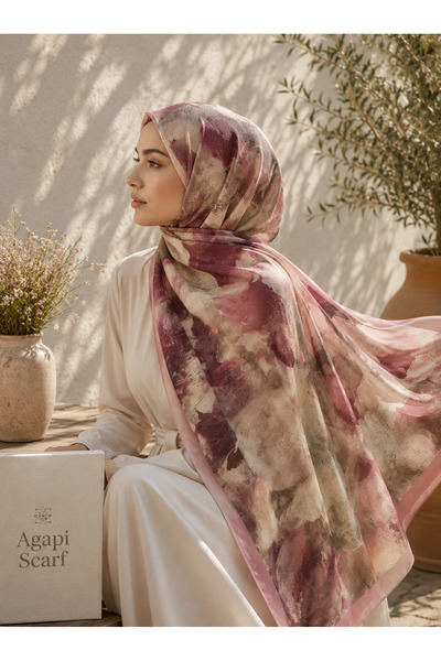 AGAPI Șal dreptunghiular cu model floral roz – Șal elegant cu textură moale, ...