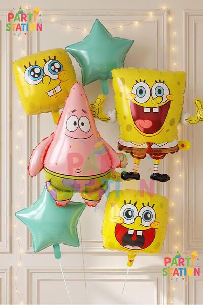 Parti Station Spongebob Balloons & Patrick Balloon Concept Set - 6 Piece Spon...