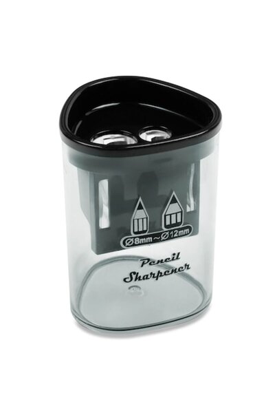 OEM Ascuțitoare dublă triunghiulară transparentă cu rezervor 5,5 cm