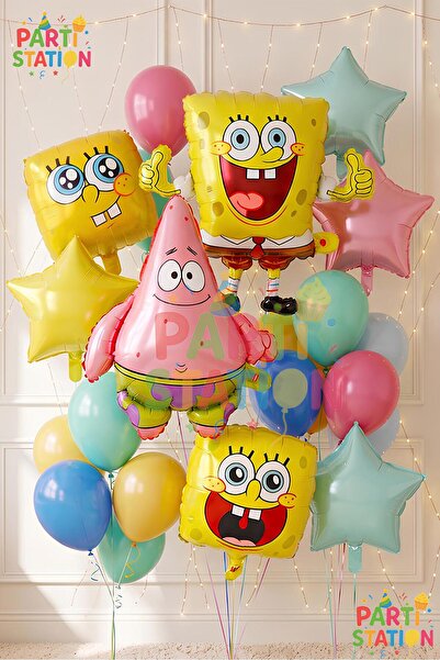 Parti Station Spongebob Balloons & Patrick Balloon Concept Set - 20 Piece Spo...