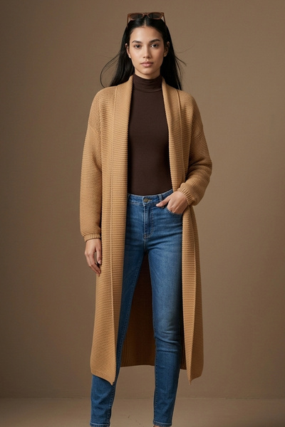 Şiir Tekstil Zarc Soft Textured Comfortable Fit Low Long Sleeve Knitwear Wome...