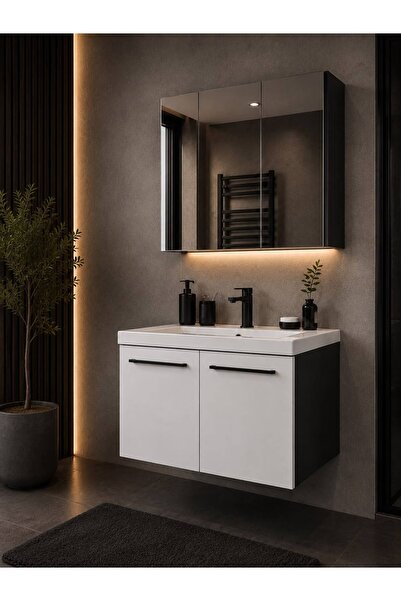 DGN 2’li Banyo Seti – Aynalı Boy Dolaplı, Lavabo Dolabı ve Üst Dolap