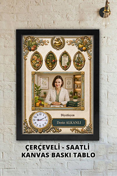 Atika Diyetisyenlere Özel, Saatli Fotoğraflı Kanvas Tablo / Çerçeveli Saatli ...