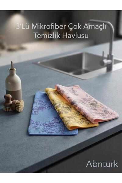 abnturk 3'Lü Mikrofiber Çok Amaçlı Temizlik Havlusu 30x30cm Leke Koku Yapmaz ...